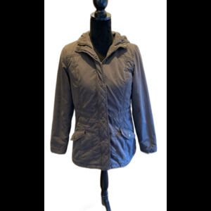 Mossimo Supply Utility Jacket Quilted Coat w/ Hood Size S / P Gray Brown Cotton